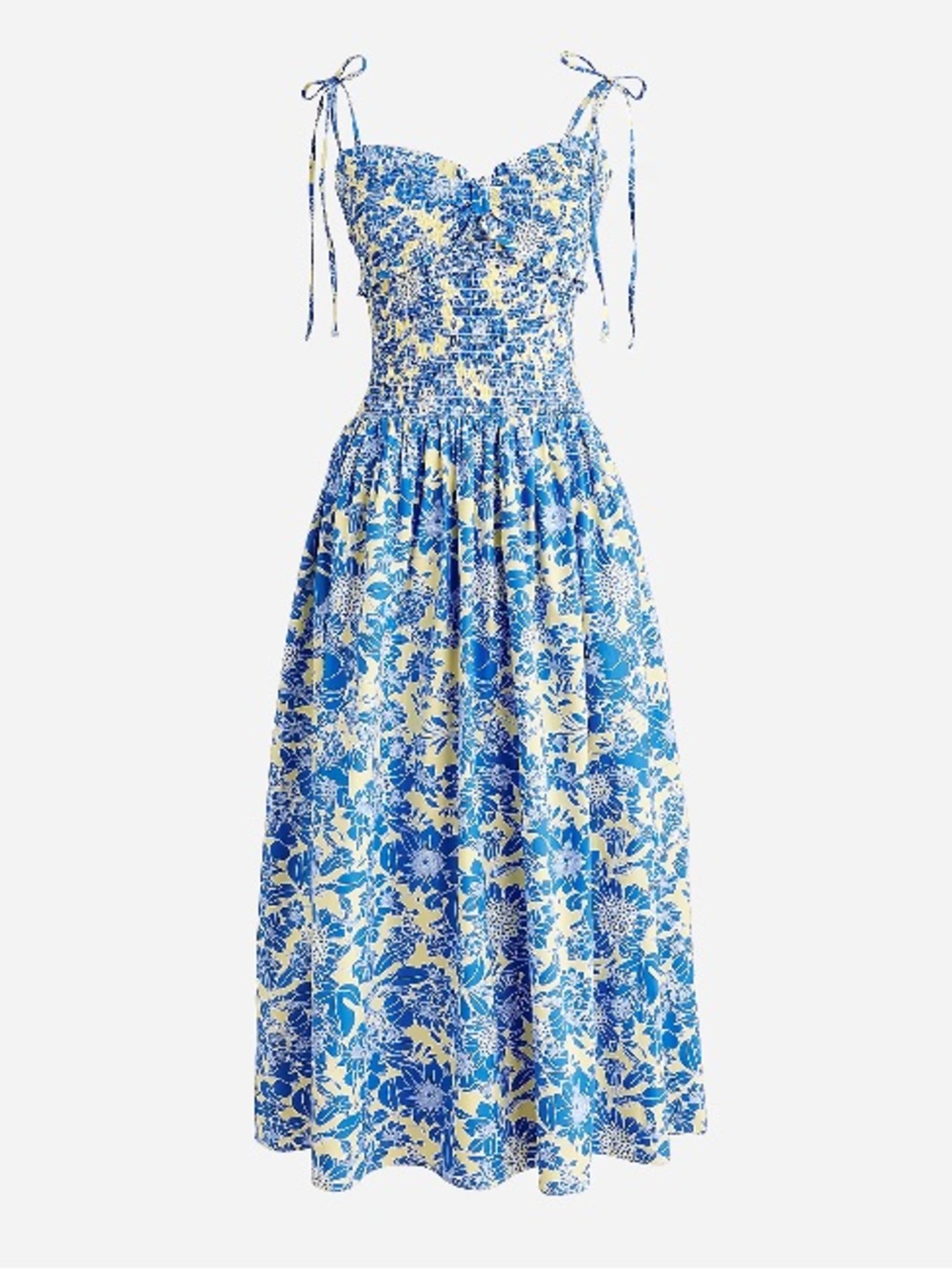 J. Crew Collection tie-shoulder smocked dress in floral cotton poplin
